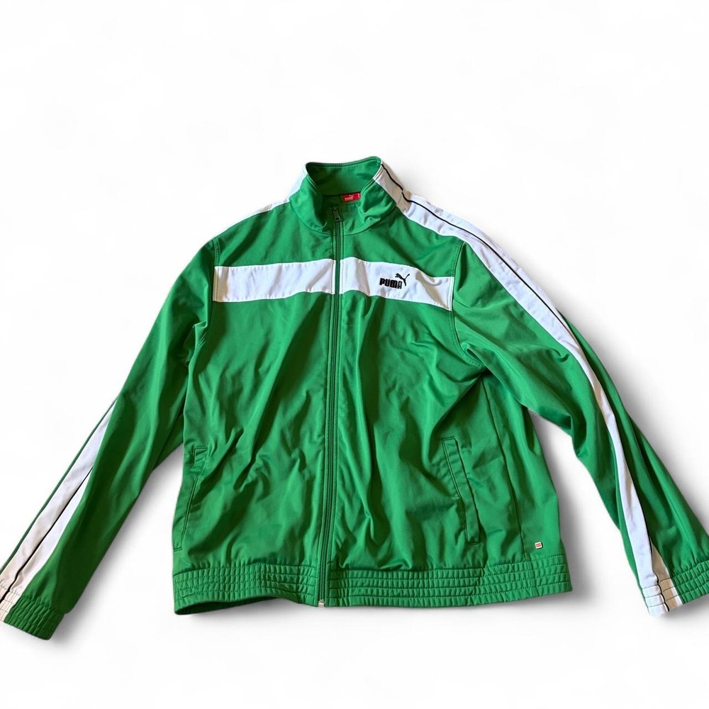Puma XL green Y2K style track jacket women's streetwear vintage gym sporty